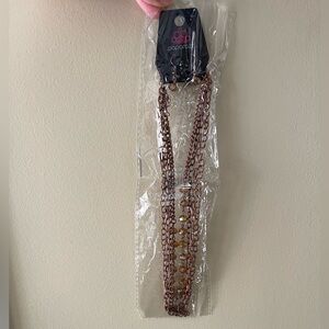 Statement Necklace and Earring Set Bronze Brown Chain